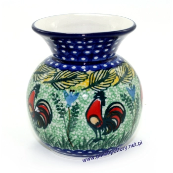 Wazon pękaty mały dek. U2663X Koguty